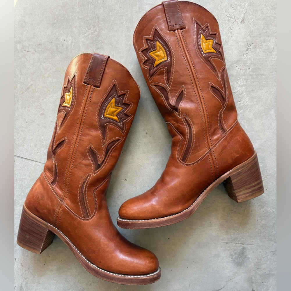 FRYE Campus Sabrina Floral Inlay Boots Vintage - Picture 14 of 16